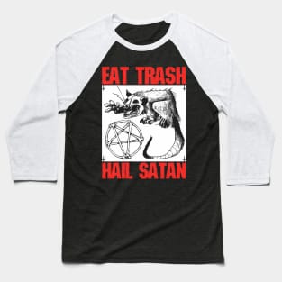 Black Metal Eat Trash Hail Satan Occult Aesthetic Pentagram Baseball T-Shirt